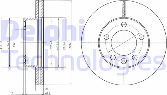 Тормозной диск Delphi передний для Renault Master III 2010-2026. Артикул BG4328