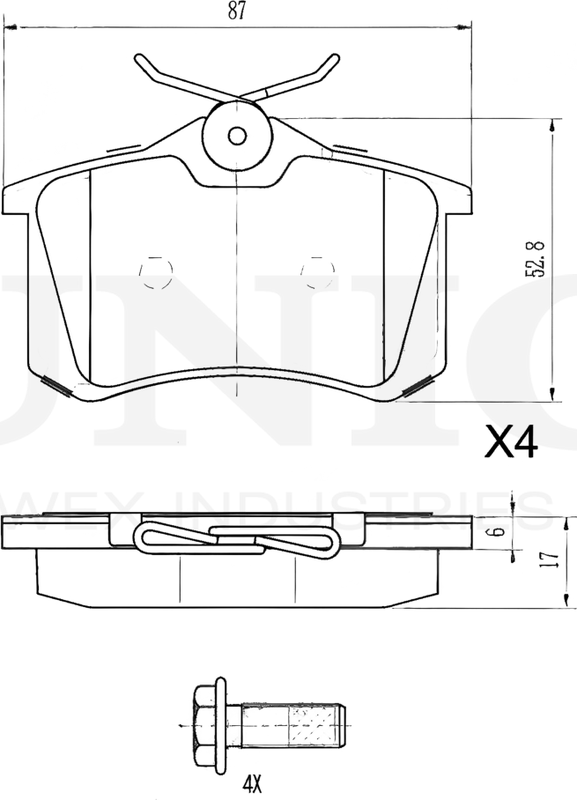 Колодки тормозные дисковые, комплект (Unio). Артикул BRP-20224