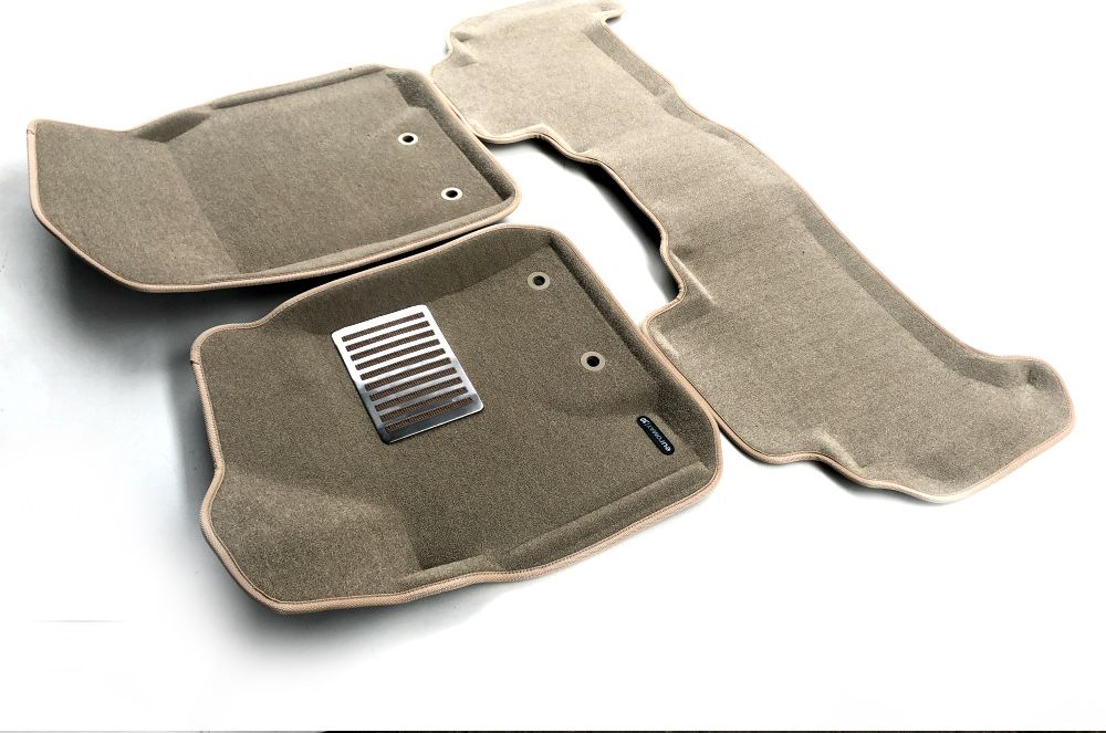 Коврики текстильные Euromat 3D Lux (с крепежом) для салона Toyota Land Cruiser 200 рестайлинг 2012-2021 Бежевые. Артикул EM3D-005103T