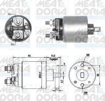 Втягивающее реле стартера Meat & Doria. Артикул 46274