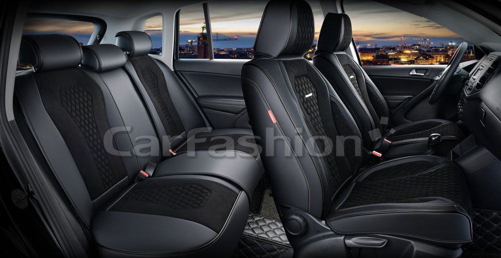 Чехлы универсальные каркасные CarFashion 5D Senator Plus на сидения авто, цвет Черный/Черный/Серый. Артикул 27305