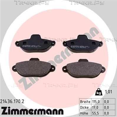 Тормозные колодки Zimmermann передние для Ford KA II 2008-2016. Артикул 21436.170.2