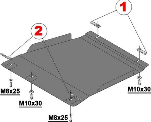 Защита алюминиевая Alfeco для КПП Ford Ranger IV Double Cab 2012-2026. Артикул ALF.07.30 AL4