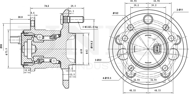 Ступица колеса с интегрированным подшипником (Unio). Артикул HUB-20211