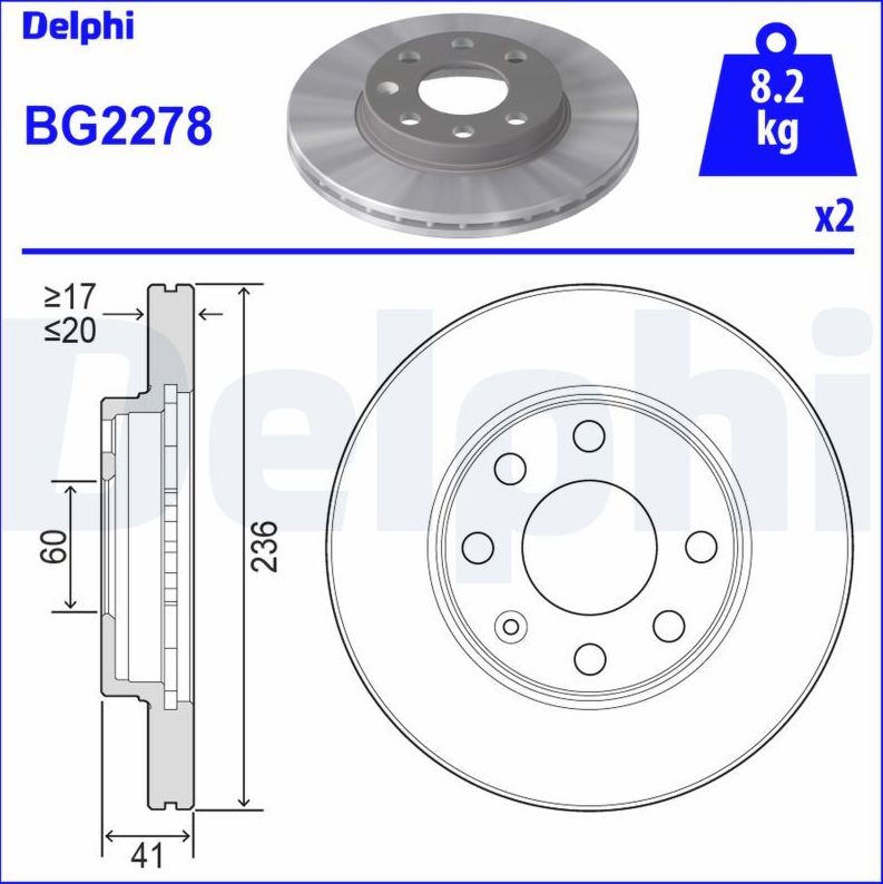 Тормозной диск Delphi. Артикул BG2278