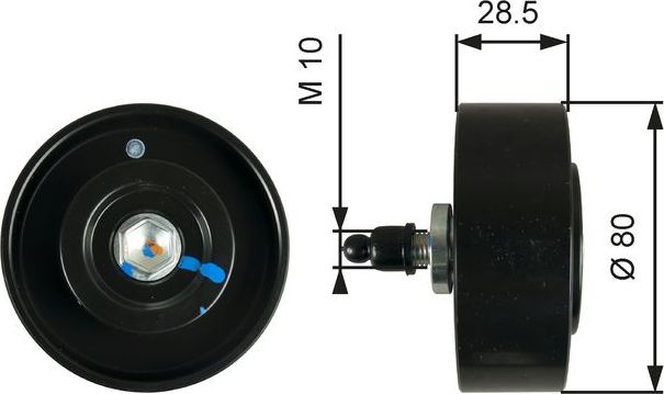 Направляющий (ведущий) ролик приводного поликлинового ремня Gates (Металл). Артикул T36334