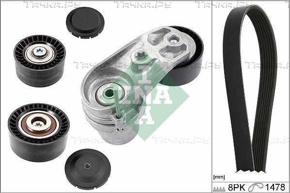 Приводной ремень поликлиновой с роликами (комплект) Ina для BMW X6 I (E71) 2008-2014. Артикул 529 0211 10