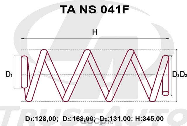 Пружина подвески усиленная () (Trustauto). Артикул TANS041F