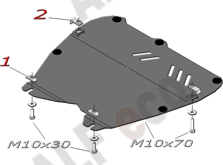 Защита алюминиевая Alfeco для картера и КПП Opel Zafira A 1999-2005. Артикул ALF.16.10 AL4