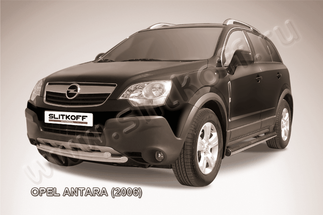 Защита Slitkoff переднего бампера d57/57 двойная для Opel Antara 2006-2011. Артикул OPAN006