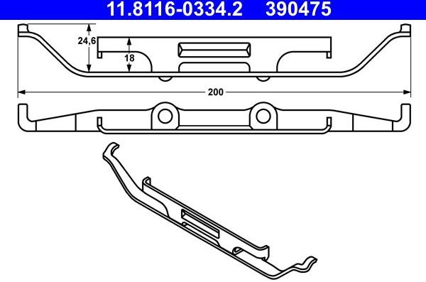 Пружина тормозного суппорта ATE передний для BMW X5 I (E53) 2001-2006. Артикул 11.8116-0334.2