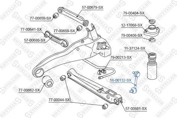 Стойка (тяга) стабилизатора Stellox. Артикул 56-00132-SX