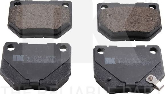 Тормозные колодки NK задние для Subaru Impreza II 2000-2008. Артикул 224418