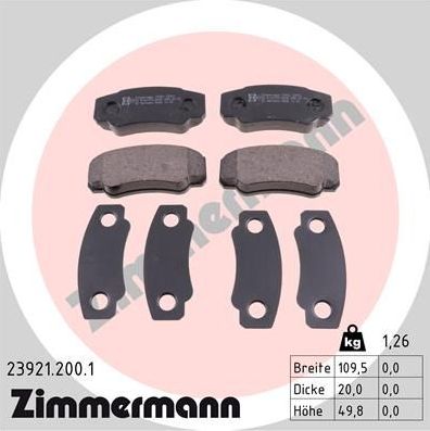 Тормозные колодки Zimmermann. Артикул 23921.200.1