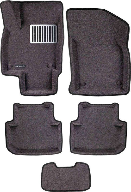 Коврики текстильные Euromat 3D Lux для салона (Укороченные) Volkswagen Tiguan II 2016-2026 Серые. Артикул EM3D-005420G