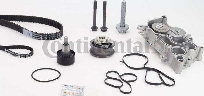 Помпа (водяной насос) с комплектом ремня ГРМ ContiTech для SEAT Toledo IV 2015-2019. Артикул CT1167WP3PRO