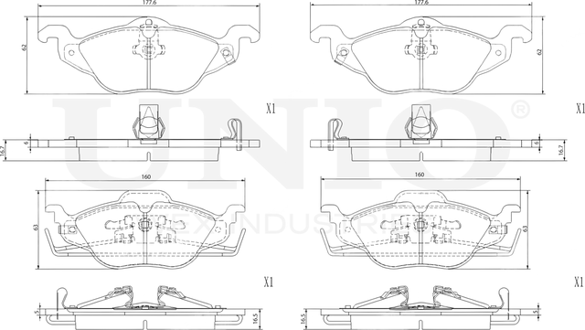 Колодки тормозные дисковые, комплект (Unio). Артикул BRP-20414