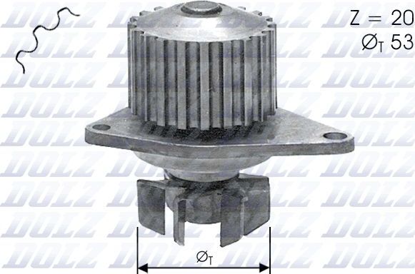 Помпа (водяной насос) Dolz для Peugeot 307 I 2000-2003. Артикул C110