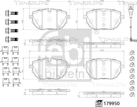 Тормозные колодки Febi Bilstein передние для Volkswagen Multivan T6 2015-2026. Артикул 179950