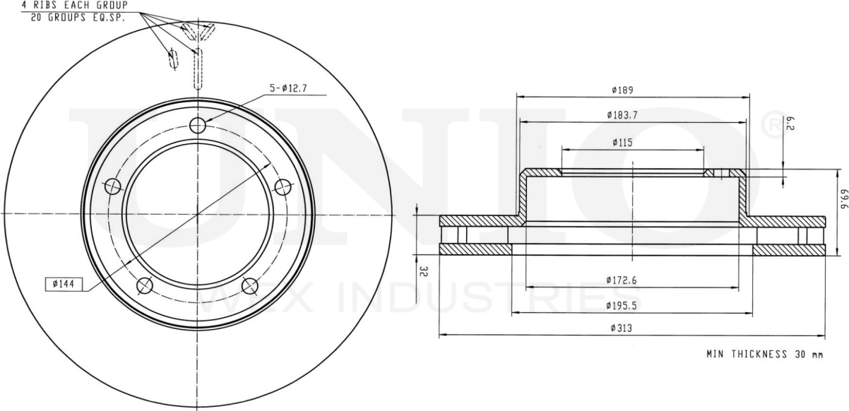 Диск тормозной (Unio). Артикул BRD-20451