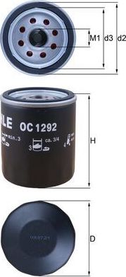 Масляный фильтр Mahle-Knecht. Артикул OC 1292