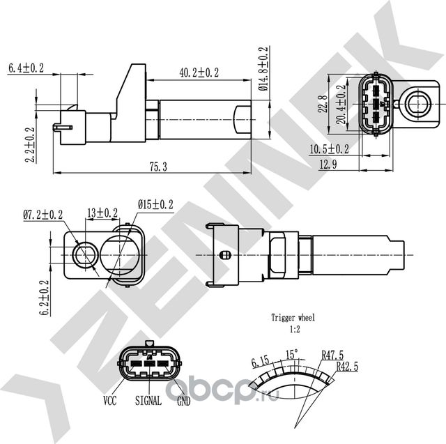 Датчик положения коленвала MB W203/W211/W212/W164/W216/W221/SPRINTER 1.8-6.2I/CD (Zennek). Артикул DCS0263