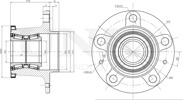 Ступица колеса с интегрированным подшипником (Unio). Артикул HUB-20071