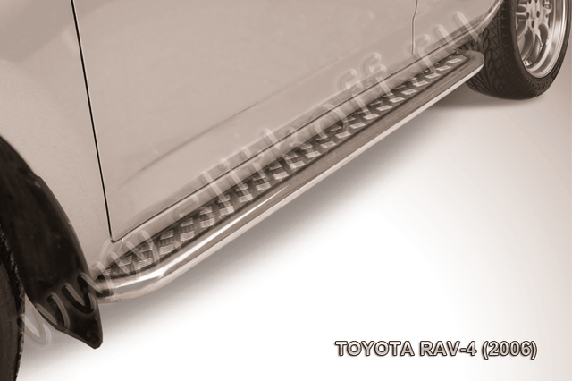 Пороги Slitkoff труба d57 с листом для Toyota RAV4 III 2005-2009. Артикул TR4009