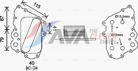 Радиатор масляный (маслоохладитель) для двигателя AVA (алюминий) для Mercedes-Benz B-Класс I (W245) 2005-2011. Артикул MS3713