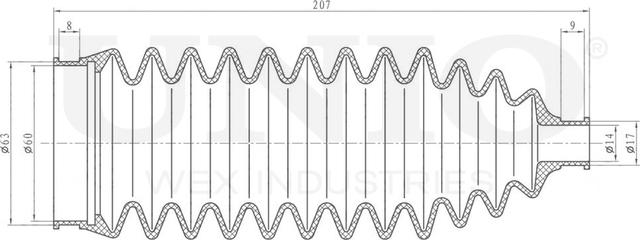 Пыльник рулевой рейки, комплект (Unio). Артикул DUC-20007K