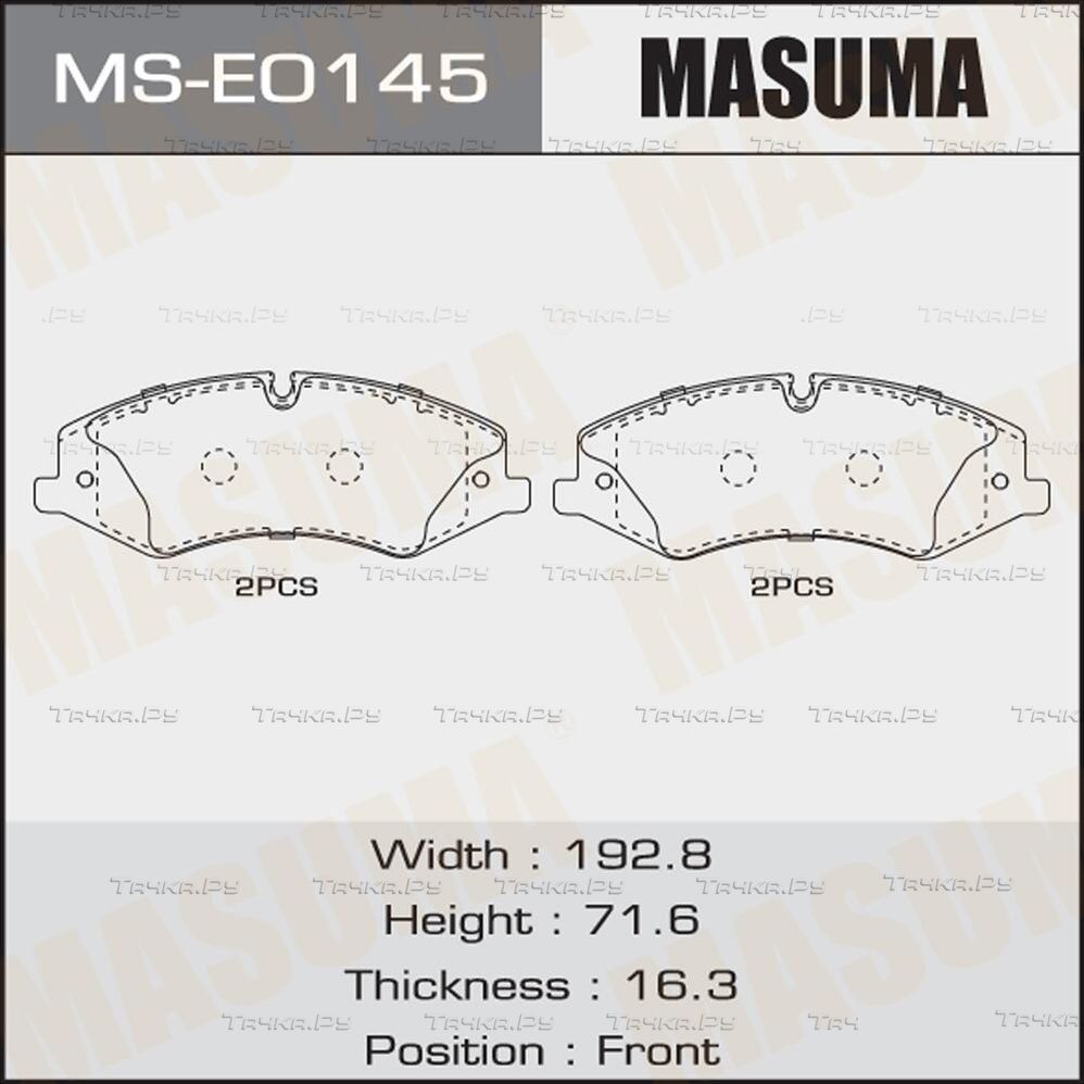 Тормозные колодки Masuma передние для Land Rover Range Rover III 2006-2012. Артикул MS-E0145