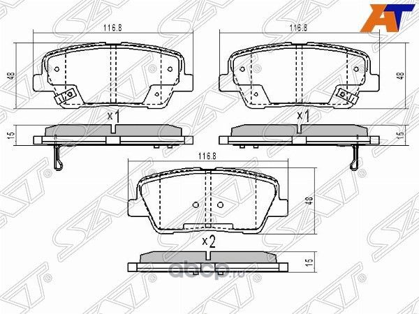 Колодки тормозные RR HYUNDAI SANTA-FE 12- (SAT). Артикул ST583022WA70