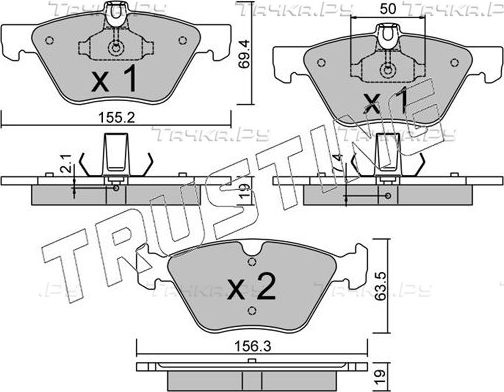 Тормозные колодки Trusting передние для Mercedes-Benz E-Класс III (W211, S211) 2003-2009. Артикул 261.1