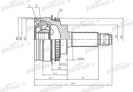 Шрус наружный (граната) Patron. Артикул PCV1554