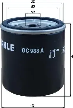 Фильтр масляный TOYOTA Hiace LEXUS RX300 MAHLE (Mahle/Knecht). Артикул OC988A