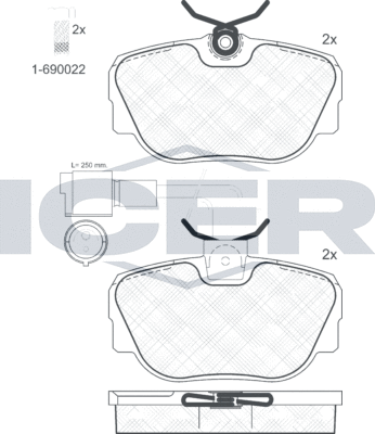 Тормозные колодки Icer передние для BMW 3 II (E30) 1985-1994. Артикул 180766-006