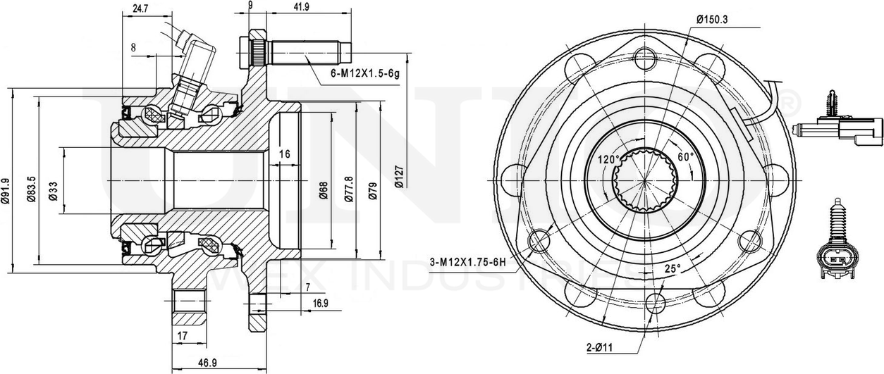 Ступица колеса с интегрированным подшипником (Unio). Артикул HUB-20114