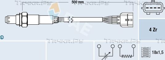 Лямбда-зонд (кислородный датчик) FAE для Renault Sandero II 2009-2021. Артикул 77582