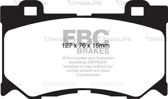 Тормозные колодки EBC Brakes передние для Infiniti FX II (S51) 2008-2013. Артикул DP1823