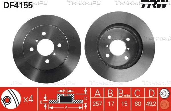 Тормозной диск TRW. Артикул DF4155
