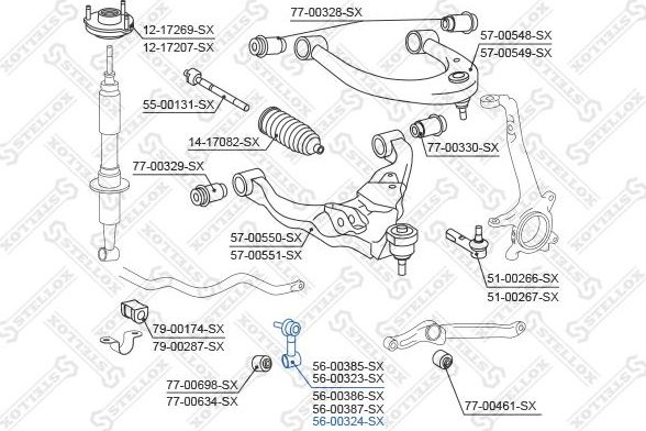 Стойка (тяга) стабилизатора Stellox. Артикул 56-00324-SX