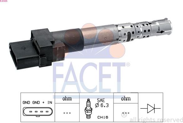 Катушка зажигания Facet Made in Italy - OE Equivalent. Артикул 9.6335
