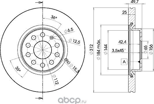 Диск торм. Audi A3  Q3  TT 14- (Icer). Артикул 78bd5618