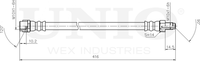 Шланг тормозной (Unio). Артикул BRH-10009