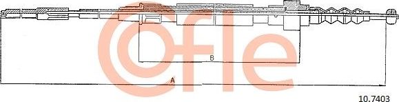 Трос ручника (тросик ручного тормоза) Cofle задний правый/левый для Volkswagen Corrado 1988-1995. Артикул 92.10.7403