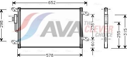 Радиатор кондиционера (конденсатор) AVA (алюминий). Артикул LC5080