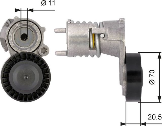 Натяжной ролик (натяжитель) приводного клинового зубчатого ремня Gates DriveAlign®. Артикул T39117