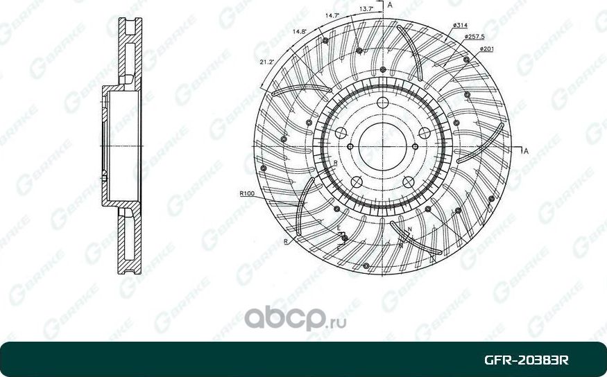 Диск тормозной (G-Brake). Артикул GFR20383R