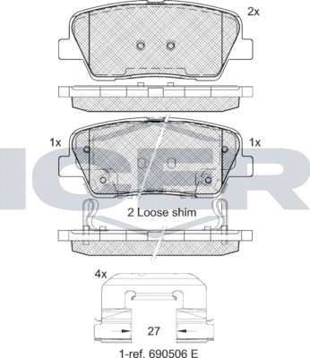 Тормозные колодки Icer задние для Genesis G70 I 2017-2026. Артикул 181954-066