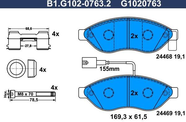 Тормозные колодки Galfer. Артикул B1.G102-0763.2